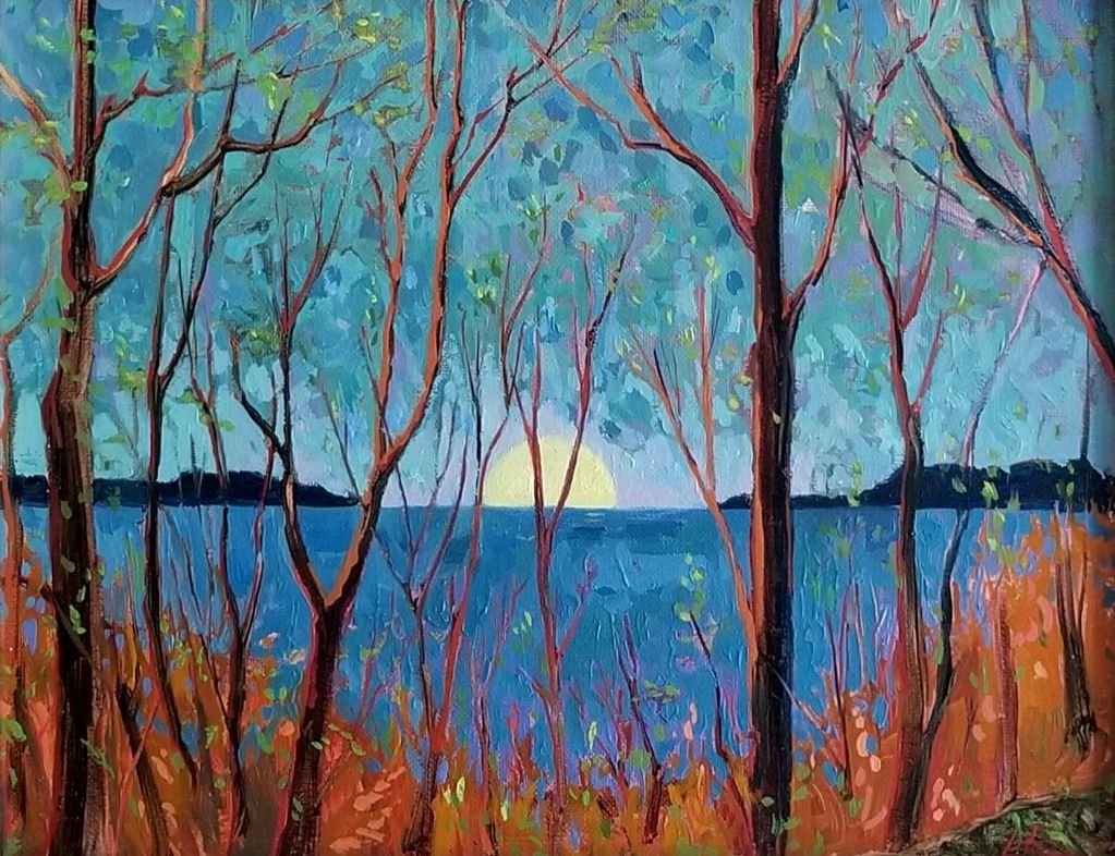 "Chesapeake Sunset at Elk Neck" 15"x18" Oil on Canvas