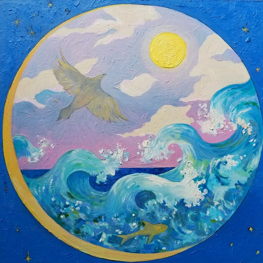 "Rising Above the Waves II" 10"x10" Oil on Panel