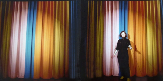 Rena Small in front of the Johnny Carson Curtain 1984, NBC Studios, Burbank,CA