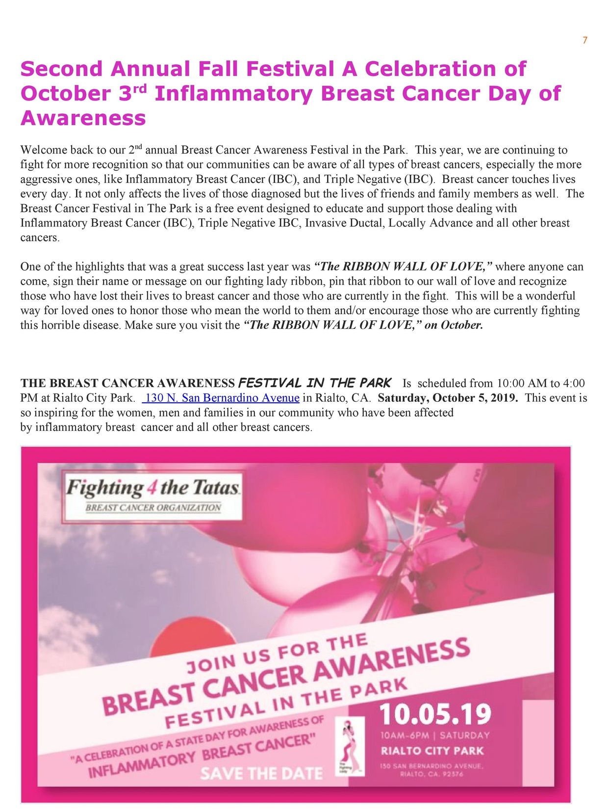 A flyer about the second annual fall festival