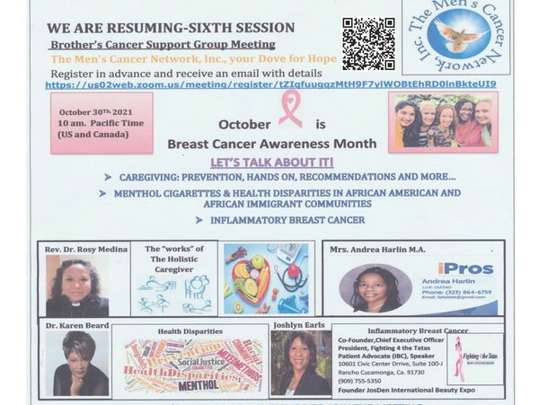 An announcement about women's cancer support meeting