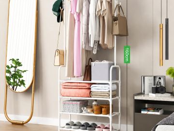 Optimiza el espacio de tu habitación con este práctico perchero 3 en 1