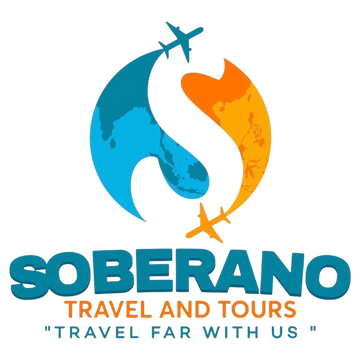 Logo of Soberano Travel and Tours with airplanes and maps.