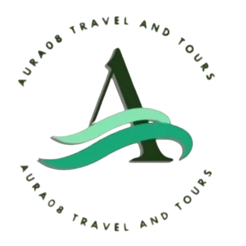 Logo featuring a large letter 'A' with green waves and circular text.