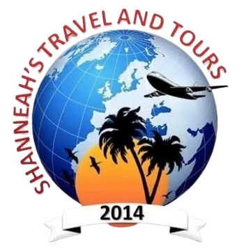 Logo of Shanneah's Travel and Tours with a globe, airplane, palm trees, and 2014 banner.