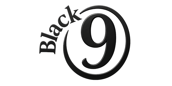 Black 9 logo with a sleek, embossed design.