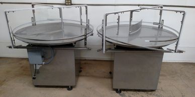 Rotary bottle feed turntables. rotary accumulation turntables
