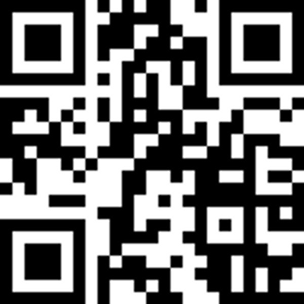 Close-up of a black and white QR code.