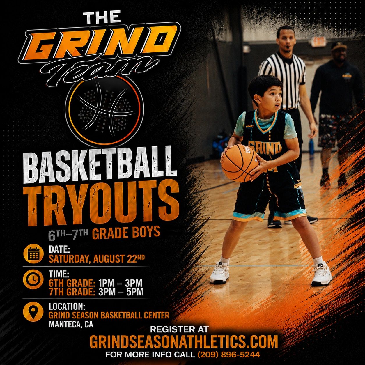 Youth basketball tryouts for 6th-7th grade boys on August 22.
