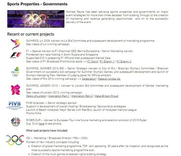 Michael Payne accomplishments