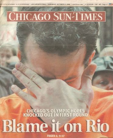 Crying man on cover of Chicago Sun-Times