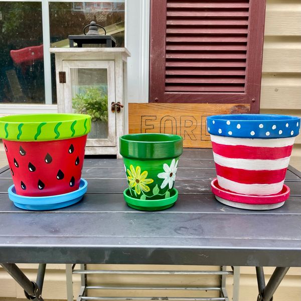 Hand painted Terracotta pot