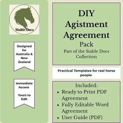 DIY Agistment Agreement pack with editable horse barn templates.
