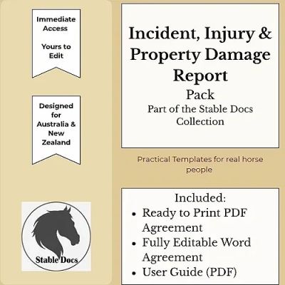 Incident and property damage report pack for stable docs.