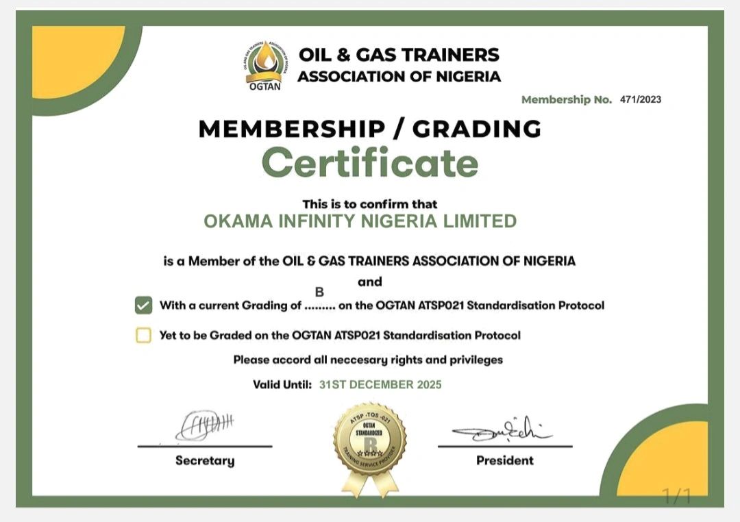OGTAN CERTIFICATE