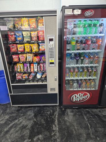 Commercial snack and beverage vending machine installation for manufacturing facilities, warehouses,