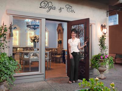 Deja, owner of Deja & Co. Exquisite Jewels, in front of her beautiful boutique in Saratoga, California. 