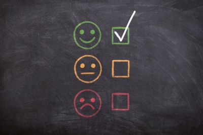 emojis representing: happy, meh and sad