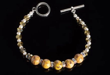 Sterling Silver Flower Beaded Bracelet