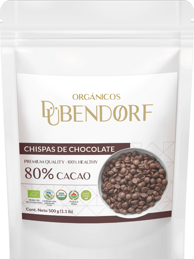 Chispas De Chocolate Orgánico 60% Cacao, Bolsa de 500 gr, certificado orgánico México USDA Canadá UE