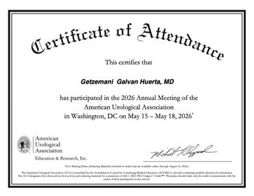 Certificado de asistencia al congreso americano de urología