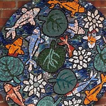 Mosaic art created especially for the garden by RACH.
Taking inspiration from the reflection pond a