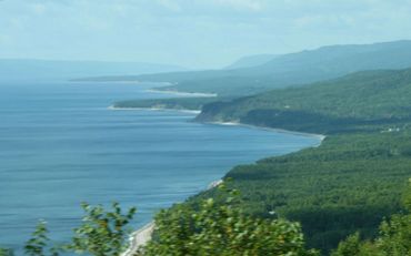 View of coastline in northern Canada.