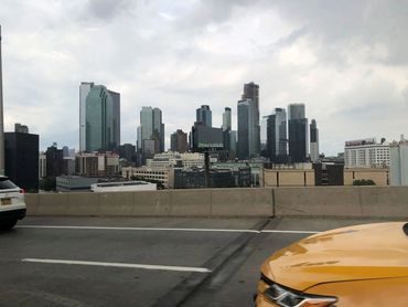 view of Manhattan from the private car.