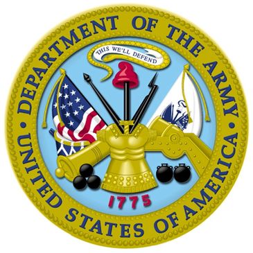 Seal of the United States Department of the Army with patriotic symbols and the year 1775.