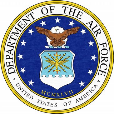 Seal of the United States Department of the Air Force with an eagle and shield.