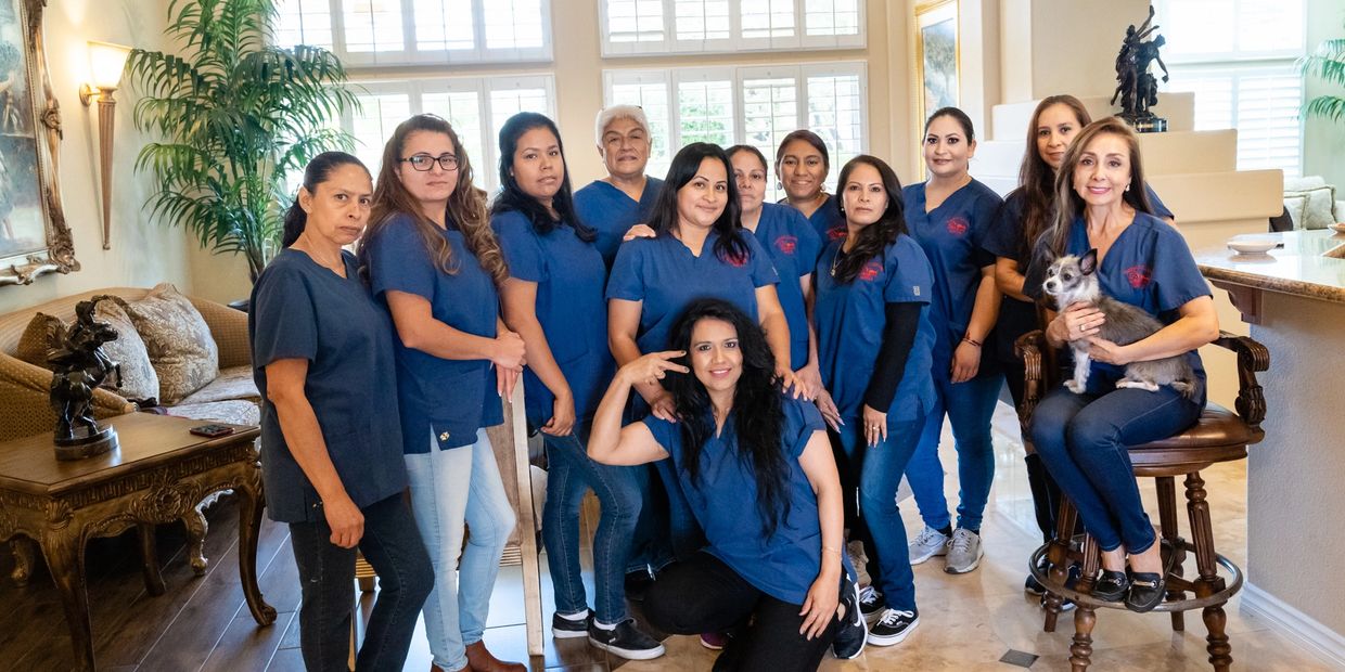 A Group of Women in Matching Blue Color Shirts