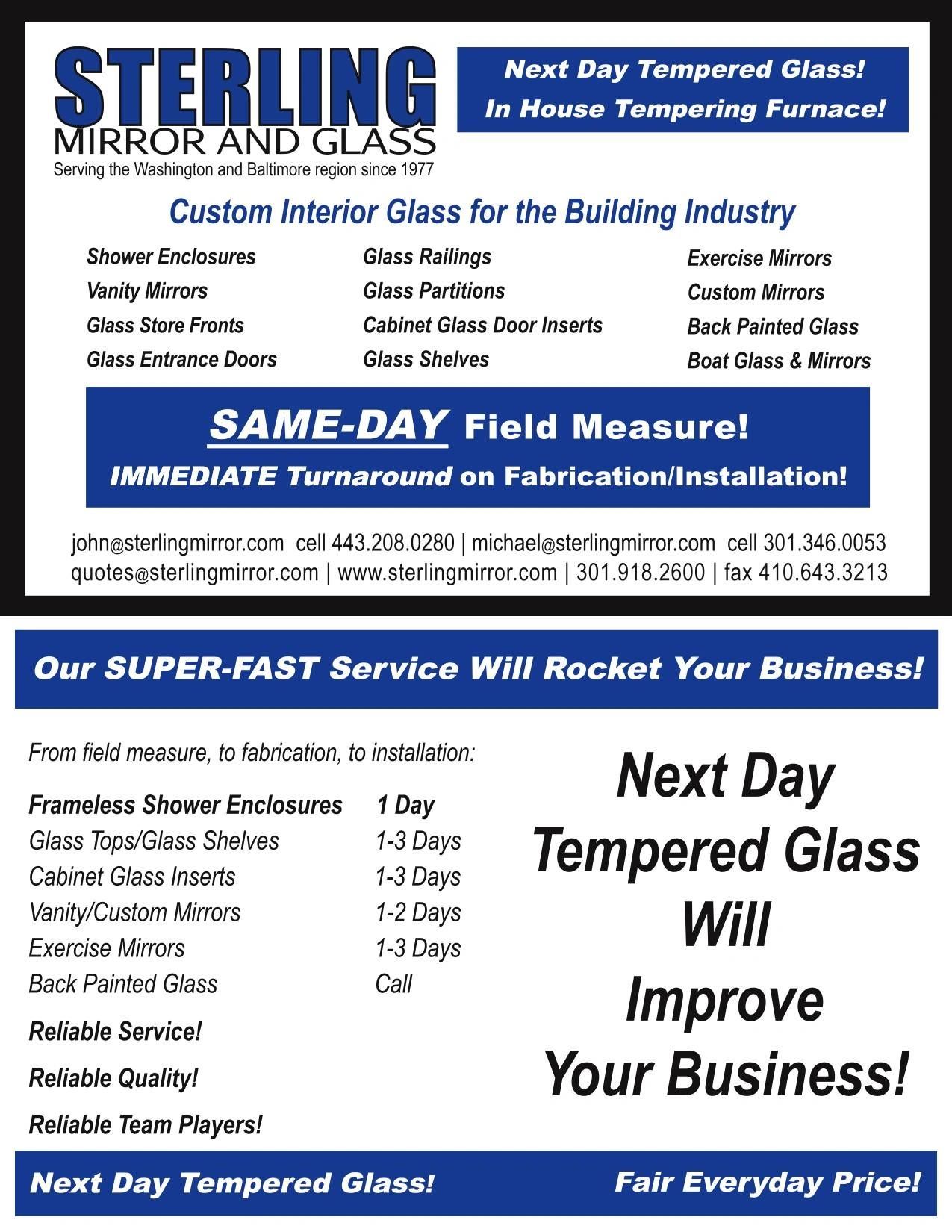 Sterling Mirror Services: Shower Enclosures, Custom Mirrors, Custom Interior Glass