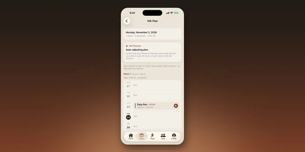 YOEME 10K training plan with weekly running schedule and auto-adjusting Sol Premium plan