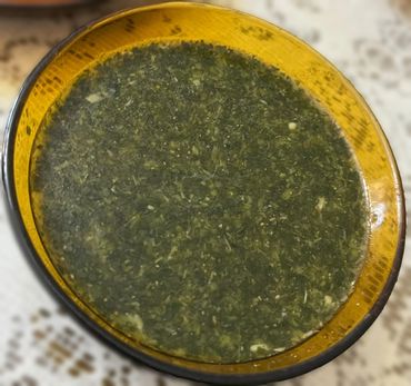 Molokhia (Mulukhiyah), Traditional soup made from the leaves of the jute plant.