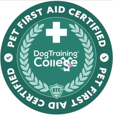 Seal for Pet First Aid Certified by Dog Training College.