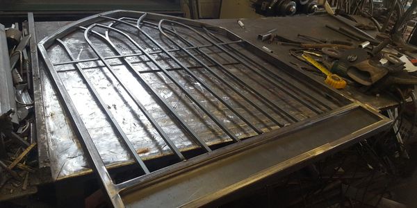 metal gate in process shop welding fabricating london ontario custom designed gate garden driveway 