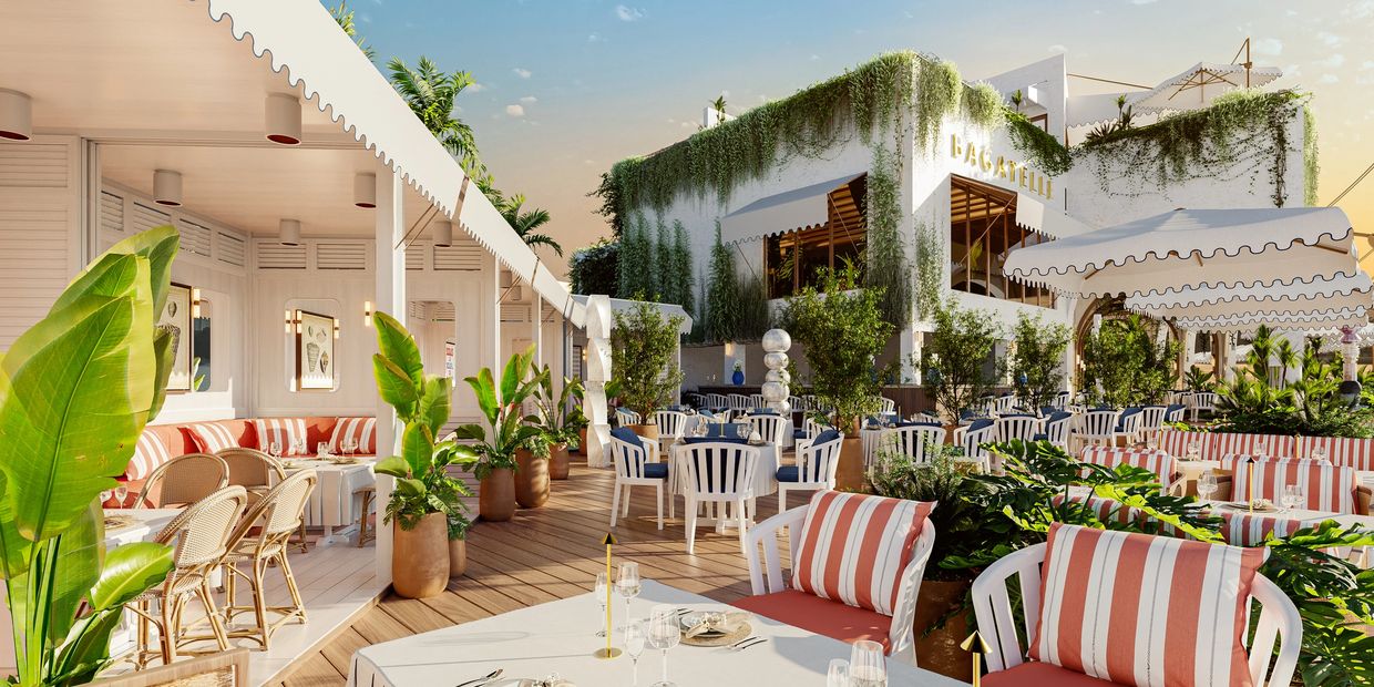 View of the Bagatelle Miami River restaurant in Downtown Miami