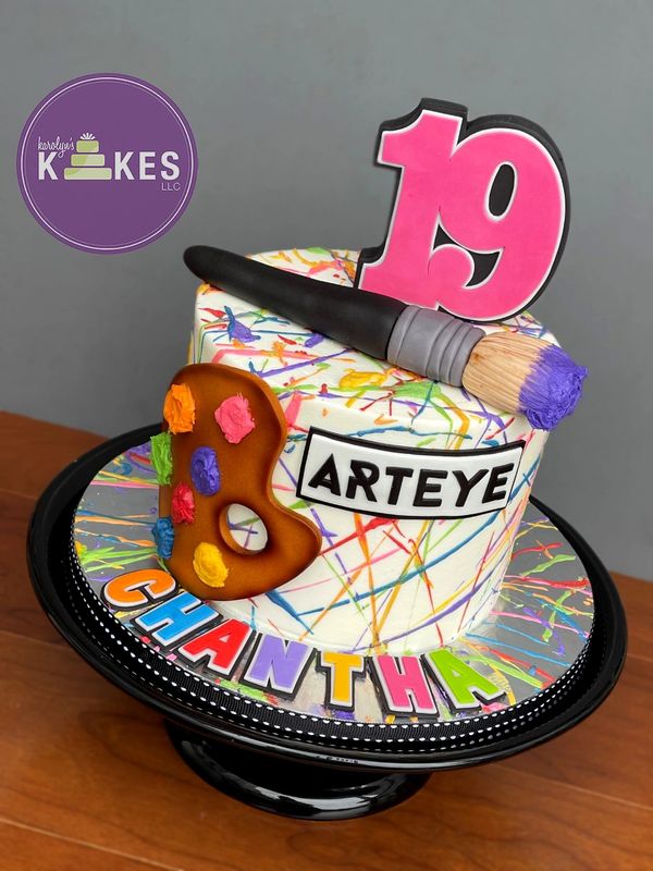 Paint Splatter Artist Birthday Cake