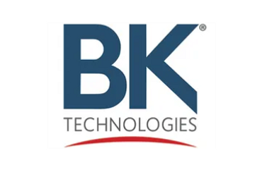 BK Technologies logo with bold blue letters and a red swoosh.