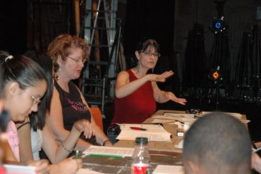 Reading the script for  "Howard's Fun Sh