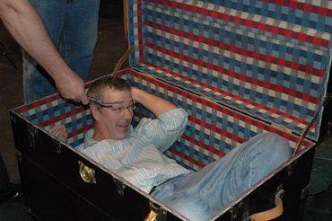 Randy Clower ducks into the s"Metamorphosis" sub-trunk.