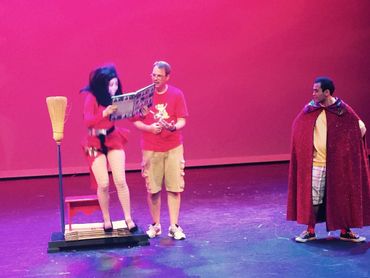 Magicians rehearsing an illusion