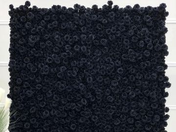 Black Rose flower wall backdrop.  Photo booth rentals on Long Island.  Flower wall rentals.