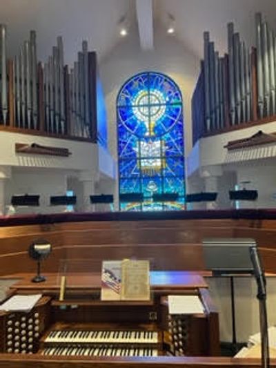 Church interior stained glass