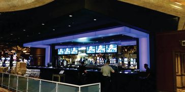 Harrah's NO - unique custom border lighting display to match client brand colors. neon acrylic alum