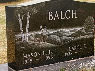 Black Etching Laser Hand Outdoor Scene Headstone