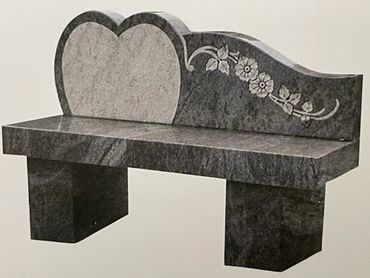 imperial gray granite bench with heart and flower sandblasting memorial headstone
