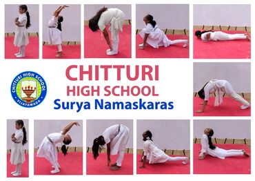 Students doing Surya Namaskara in school in Vijayawada for physical and mental well-being