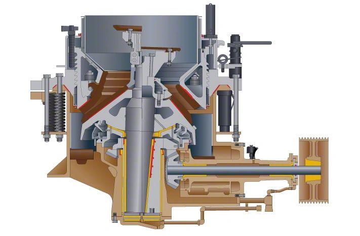 cone crusher cutaway schematic showing standard and short head configurations