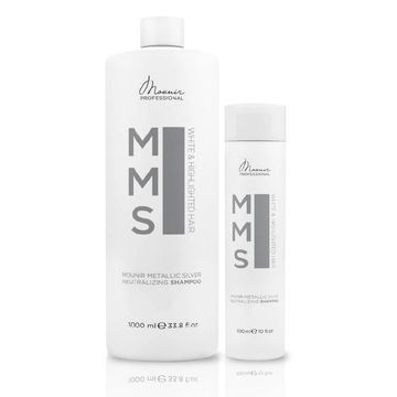 Two bottles of silver neutralizing shampoo for hair.